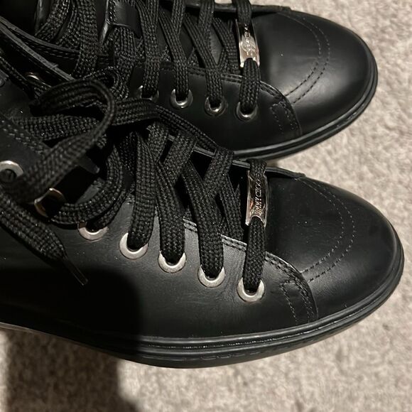 Women’s Jimmy Choo Colt Star Studdedd Leather High Top Tennis Shoes - Picture 7 of 11